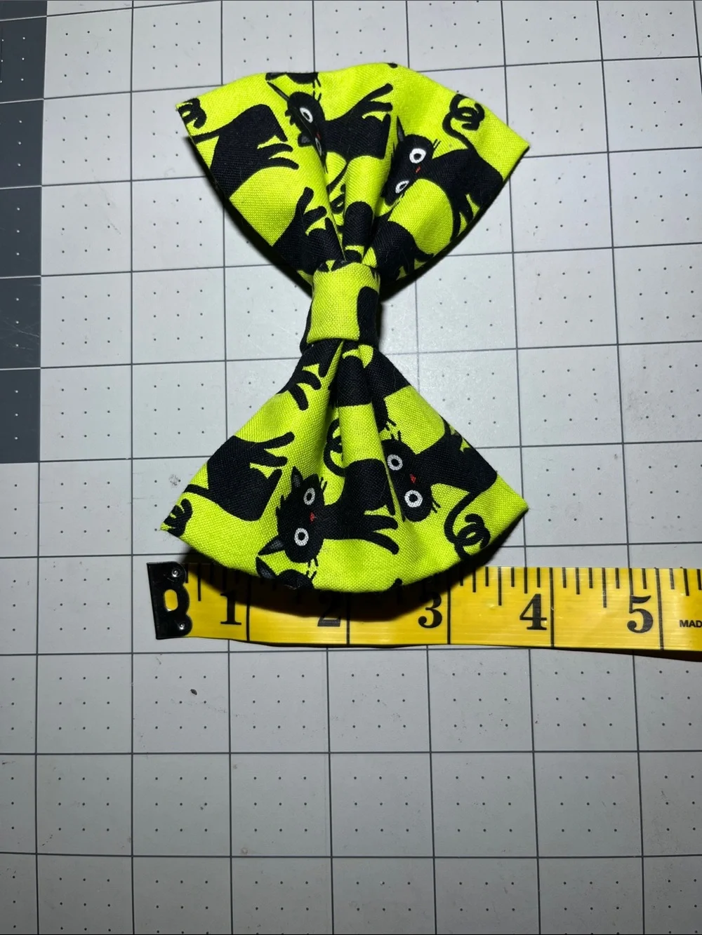 Neon Green Cat Pattern Hair Bow Clip for Kids